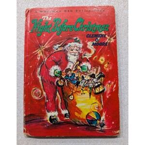 Vintage The Night Before Christmas Whitman Big Tell-A-Tale Book Santa 1965 HC C2